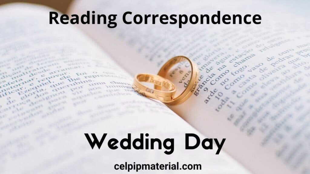 Celpip Reading Correspondence wedding day