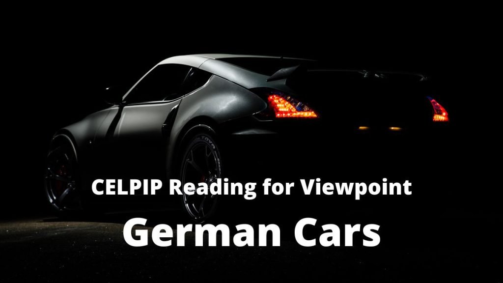 celpip reading for viewpoints german cars